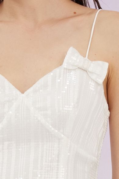 Germaine White Sequin Slip Dress - Nimisski