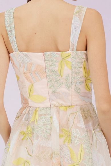 Gabi Pink Emb Mesh Dress - Nimisski