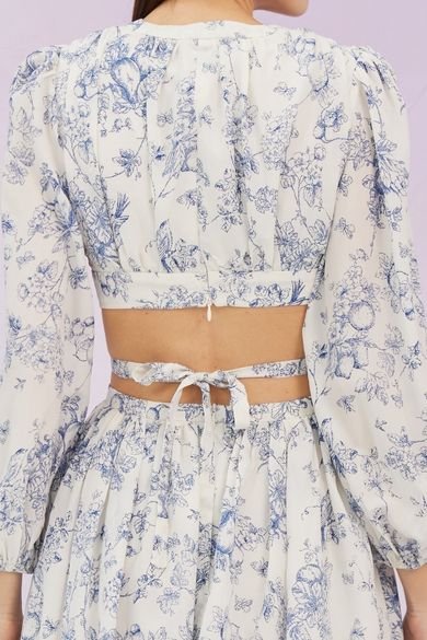 Graziana Blue Print Cut - Off Mid Dress - Nimisski