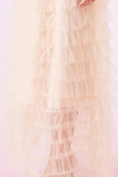 Emmi Tier Beige Mesh Skirt - Nimisski