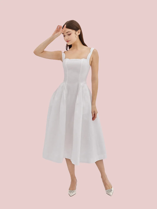 Glady White Jacquard Long Dress