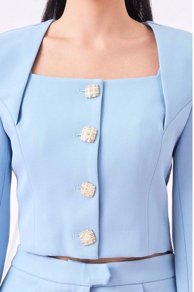 Georgena Sky Blue Cropped Jacket - Nimisski