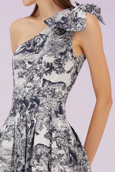 Gwenette Navy Animal Print White Dress - Nimisski