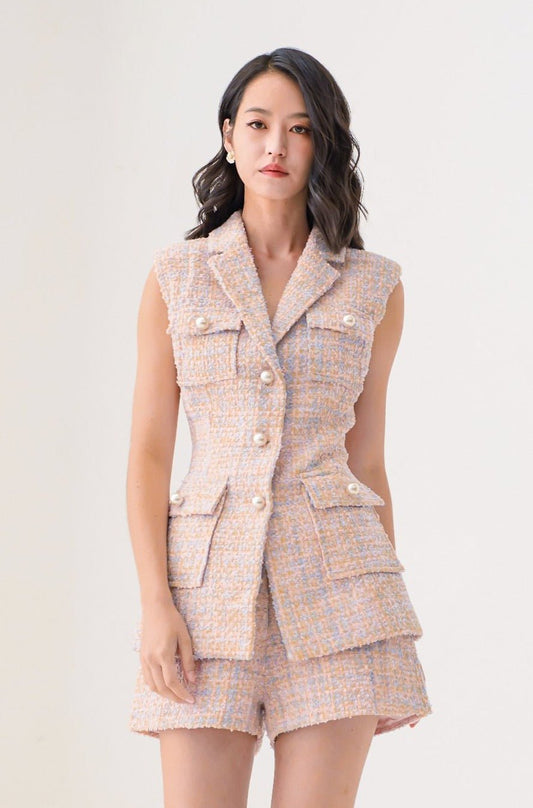 Emelyn Pink Tweed Shorts - Nimisski