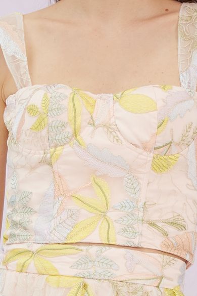 Gabi Pink Emb Mesh Bustier Top - Nimisski