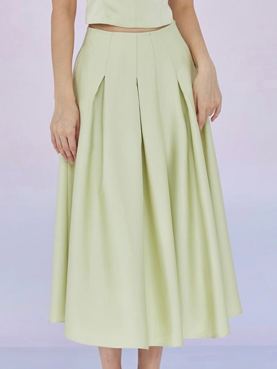 Giovana Green Pleated A - line Skirt - Nimisski