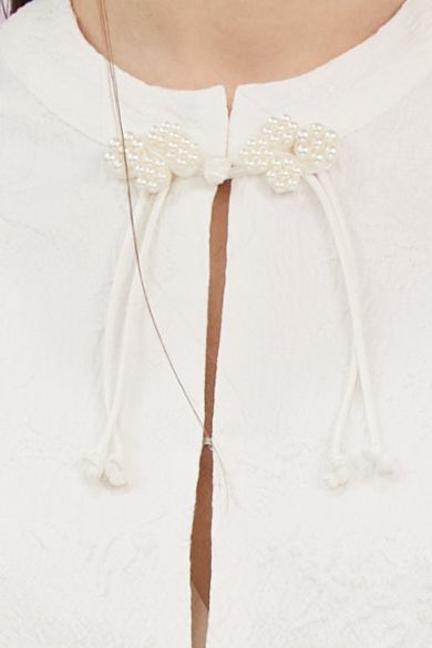 Gelilia White Mandarin Collar Top - Nimisski