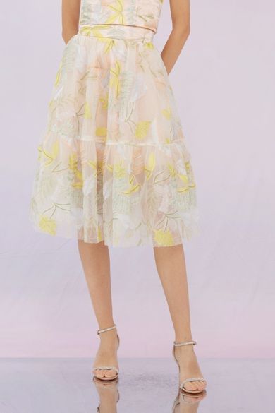 Gabi Pink Emb Mesh Skirt - Nimisski