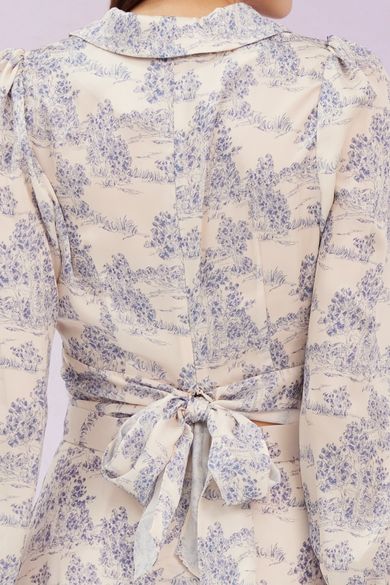 Gilia Blue Print Long Sleeve Top