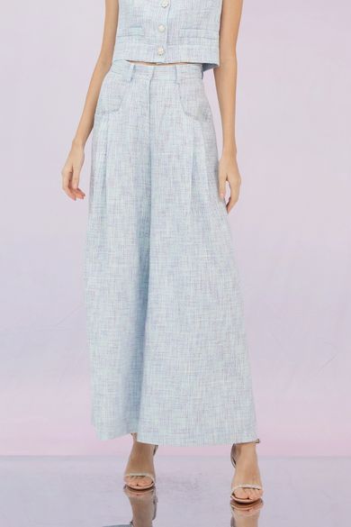 Gargi Blue Tweed Wide Pants - Nimisski