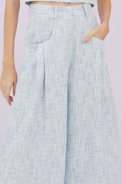 Gargi Blue Tweed Wide Pants