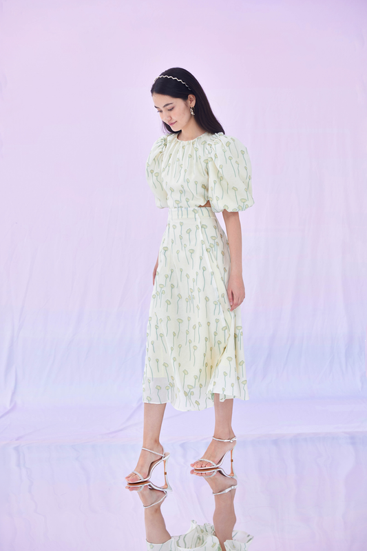 Georgene Green Flower Jacquard Dress