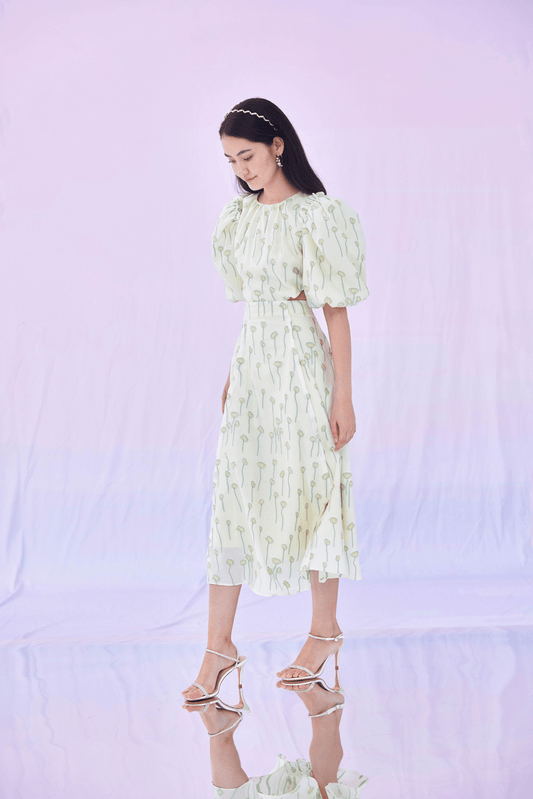 Georgene Green Flower Jacquard Dress - Nimisski
