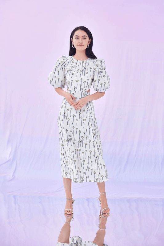 Georgene Black Flower Jacquard Dress - Nimisski