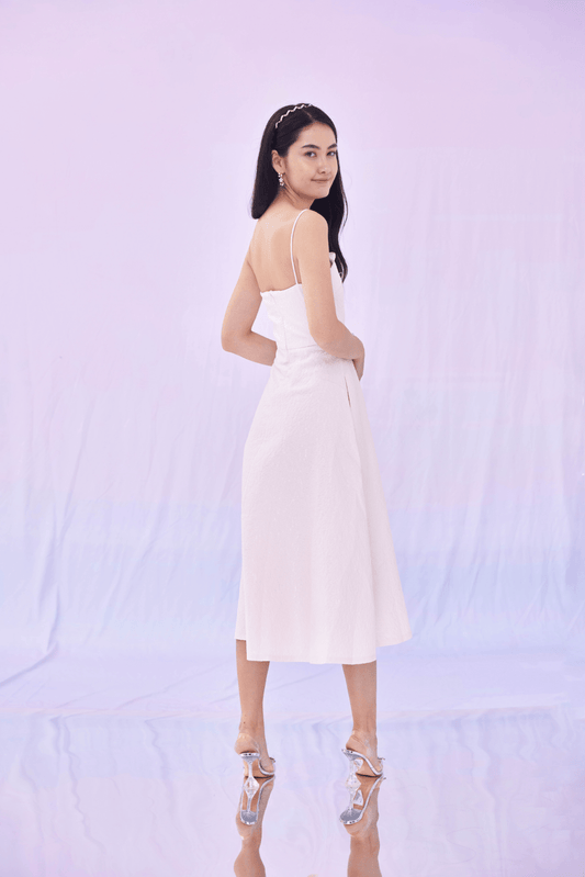 Graciella Pink Puff Jacquard Long Dress - Nimisski