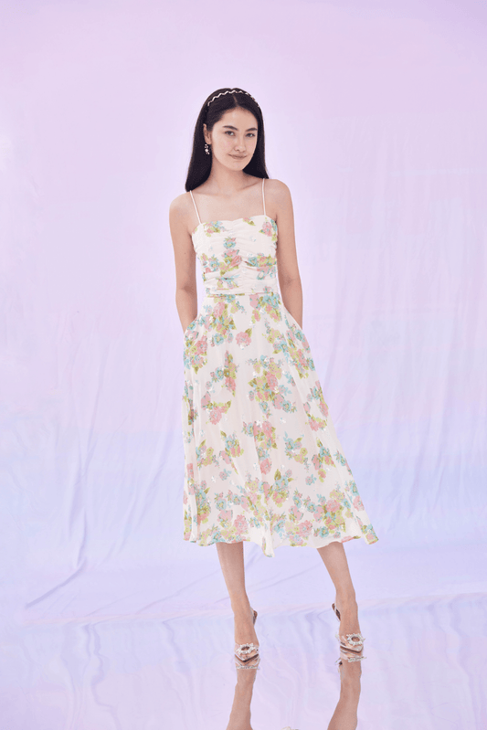 Giuditta Sequin Flowers Long Dress - Nimisski