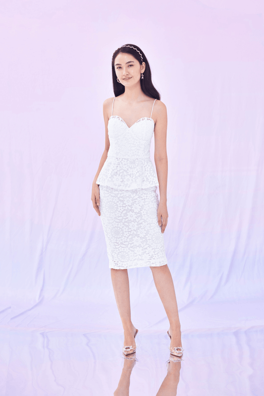 Germayne White Lace Bustier Dress - Nimisski
