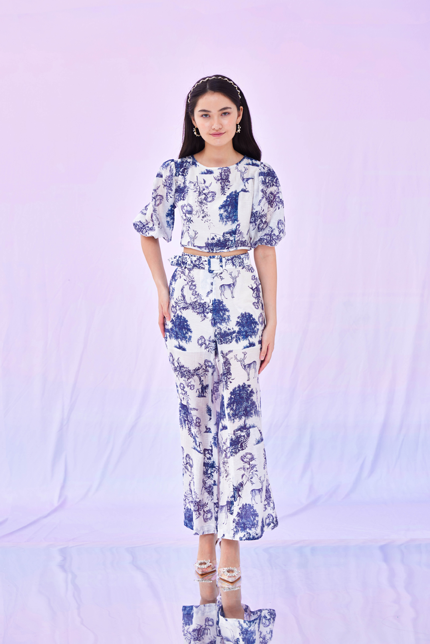 Gracey Blue Floral Prints Top