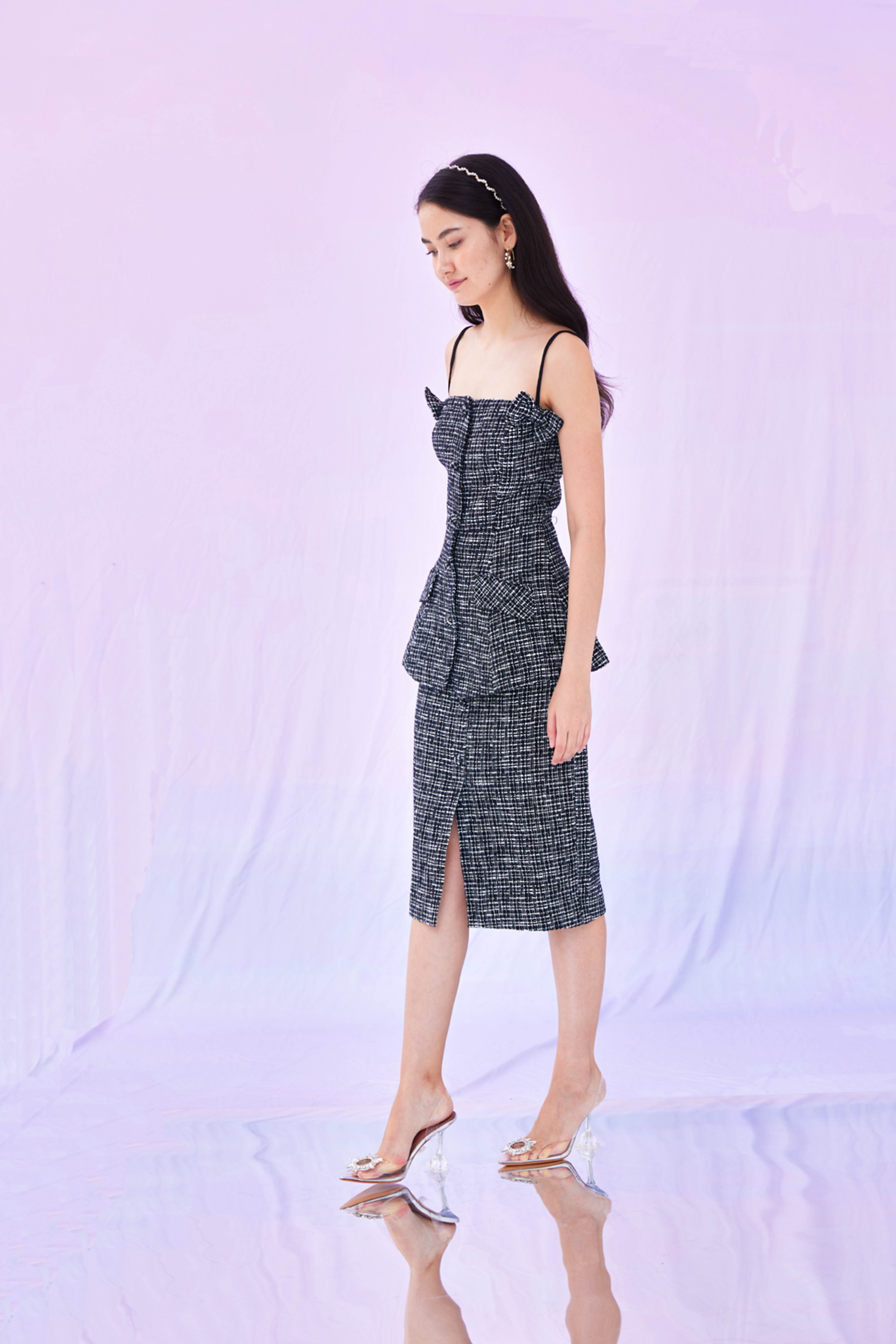 Gwenyth Black Tweed Top
