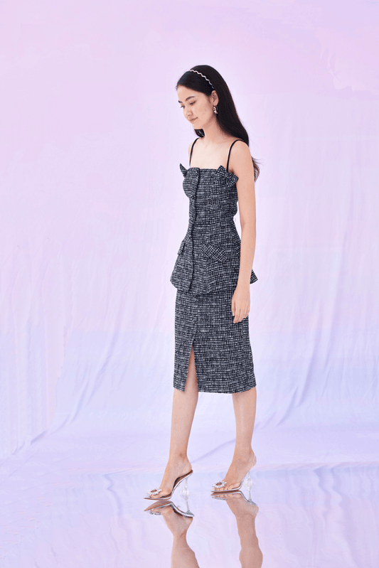 Gwenyth Black Tweed Skirt - Nimisski