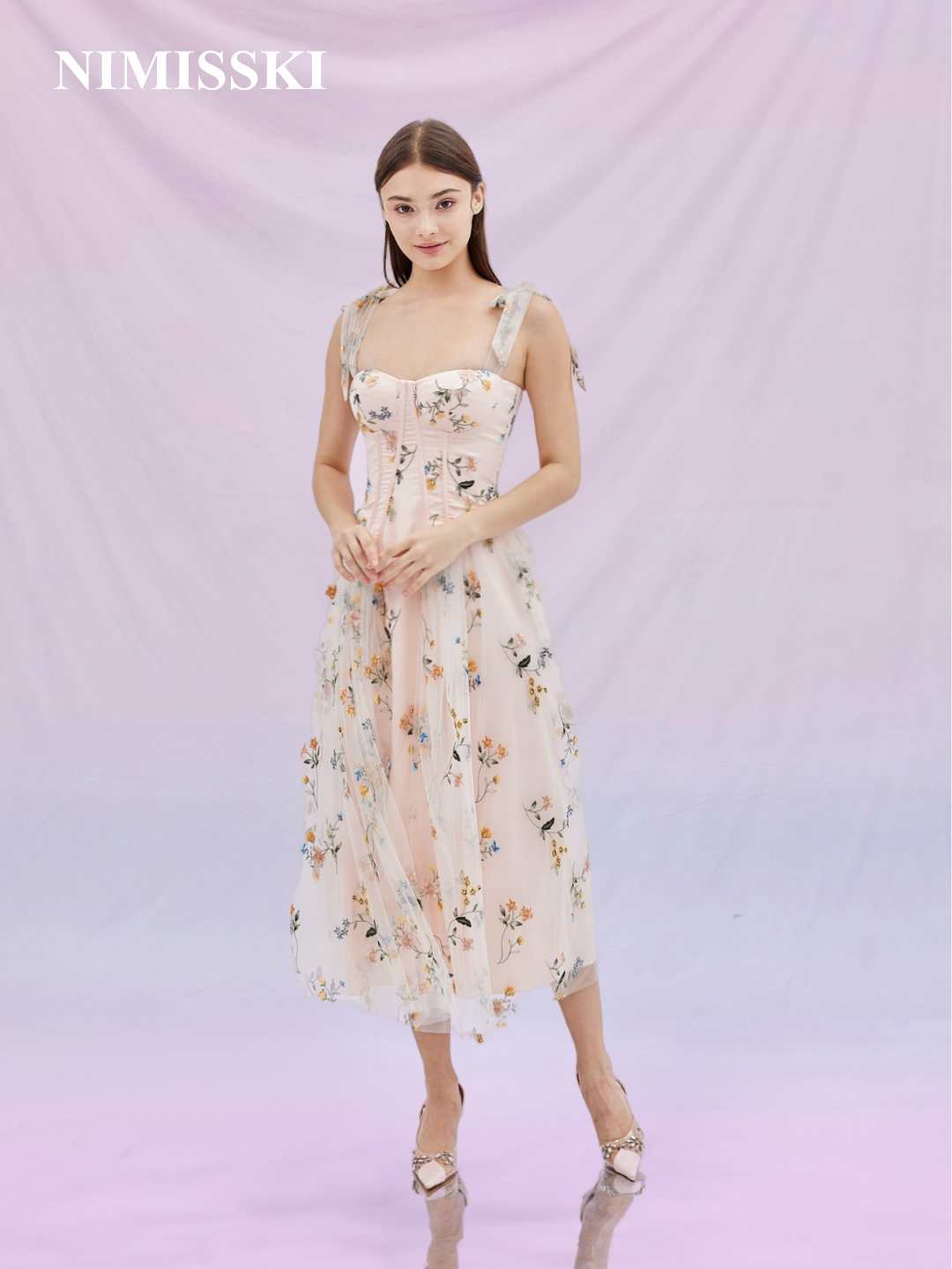 Grainne Pastel Pink Flower Dress