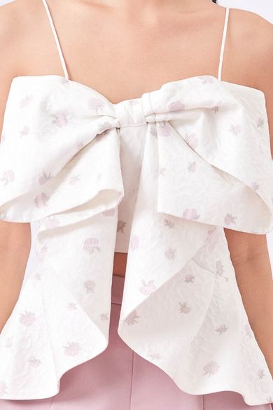 Gili White Ribbon Strap Top