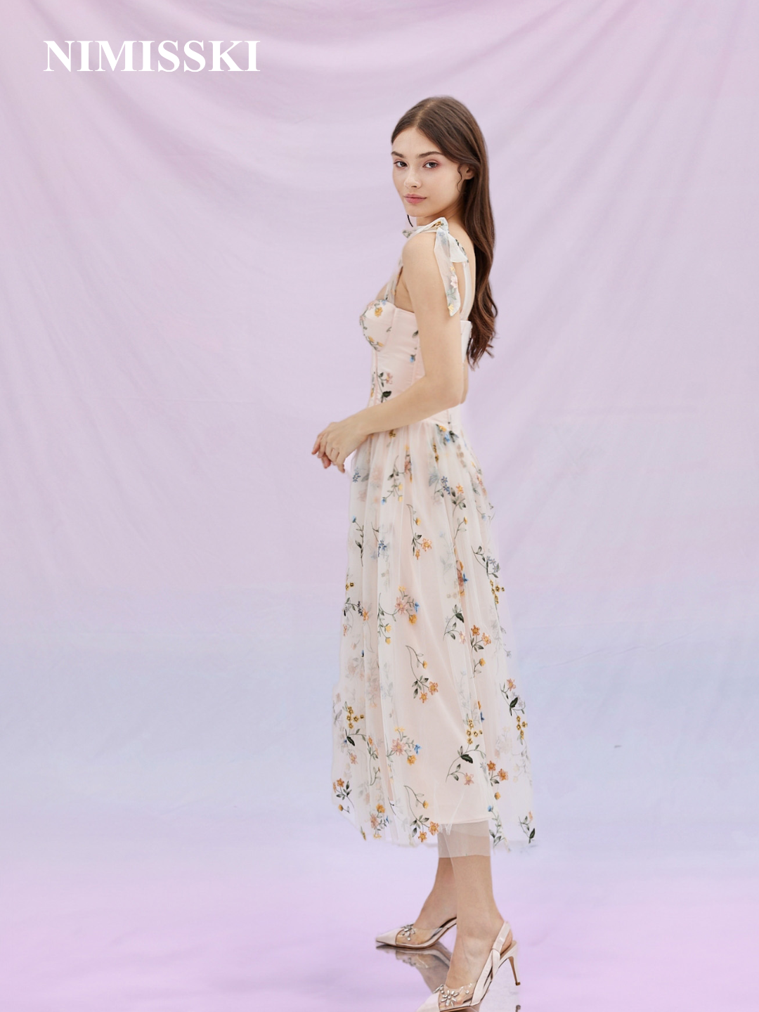 Grainne Pastel Pink Flower Dress