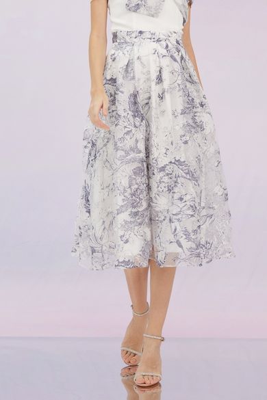 Grazia Blue Prints A-Line Skirt