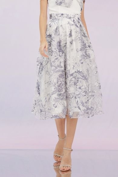 Grazia Blue Prints A - Line Skirt - Nimisski