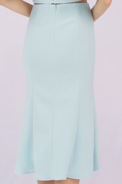 Glenne Blue High-Low Midi Skirt