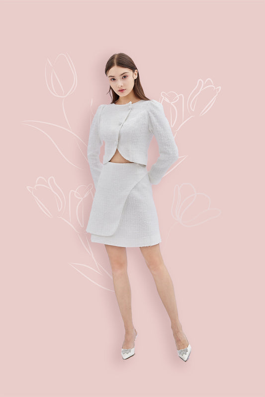 Gerika White Tweed Skirt