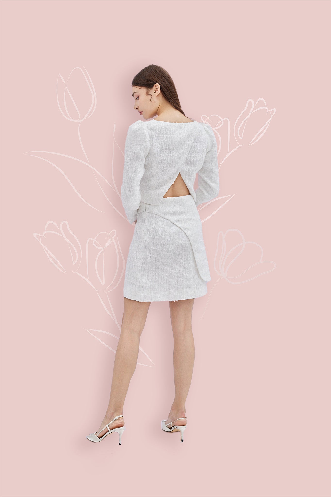 Gerika White Tweed Skirt