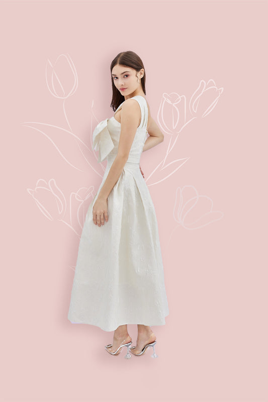 Gayla White Jacquard Long Skirt