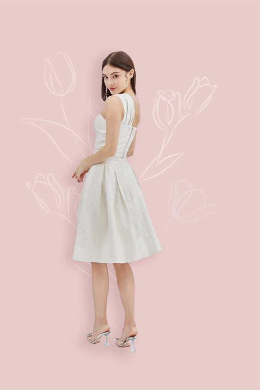 Abrial White Jacquard Skirt - Nimisski