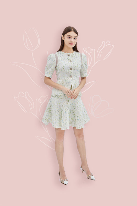 Lollita Blue Green Tweed Top