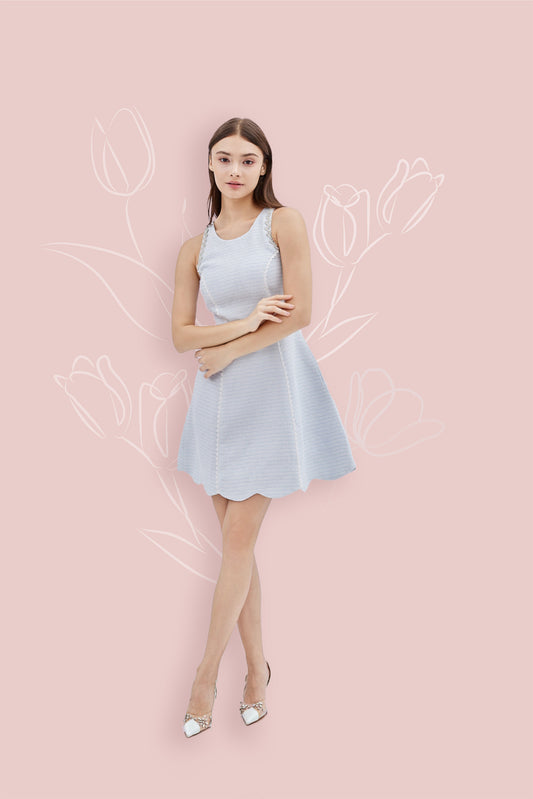 Alaina Blue Tweed Dress - Nimisski