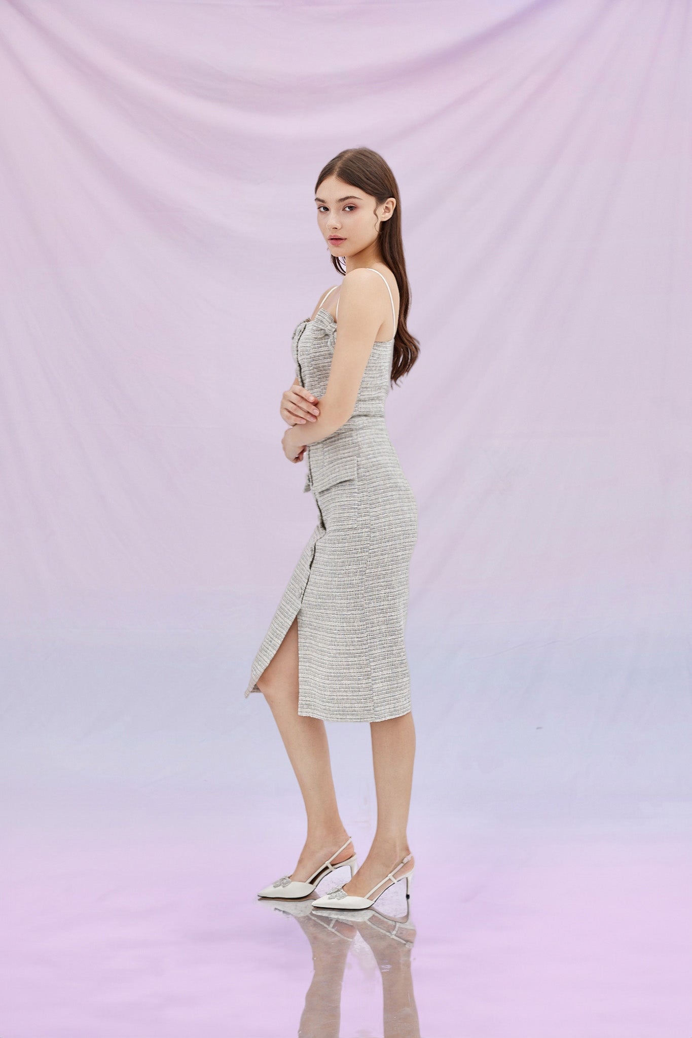 Geraldina Blue Tweed Skirt