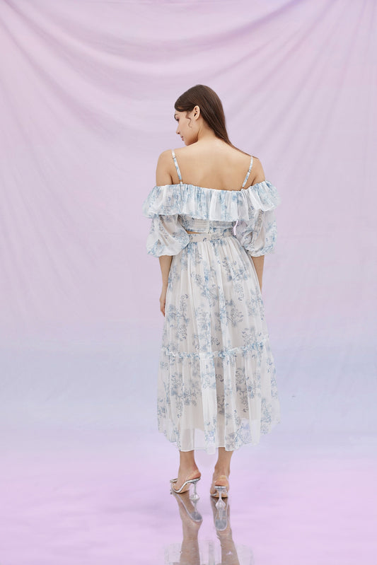 Gwenetta Blue Flower Top