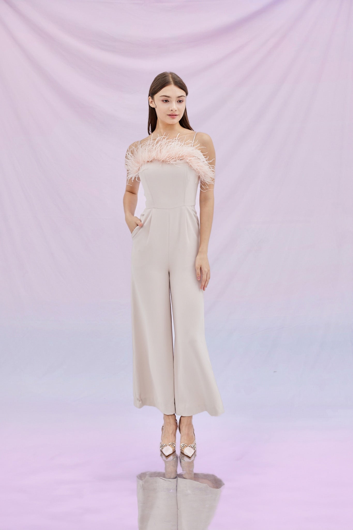 Gwendolin Furly Jumpsuit Pale Pink