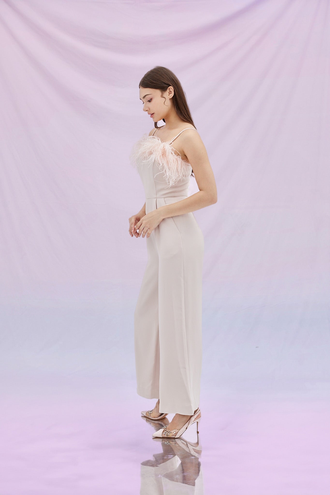 Gwendolin Furly Jumpsuit Pale Pink