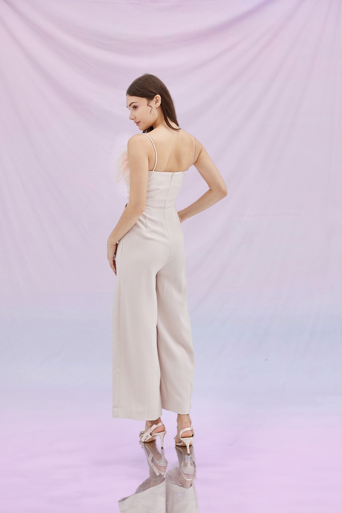Gwendolin Furly Jumpsuit Pale Pink