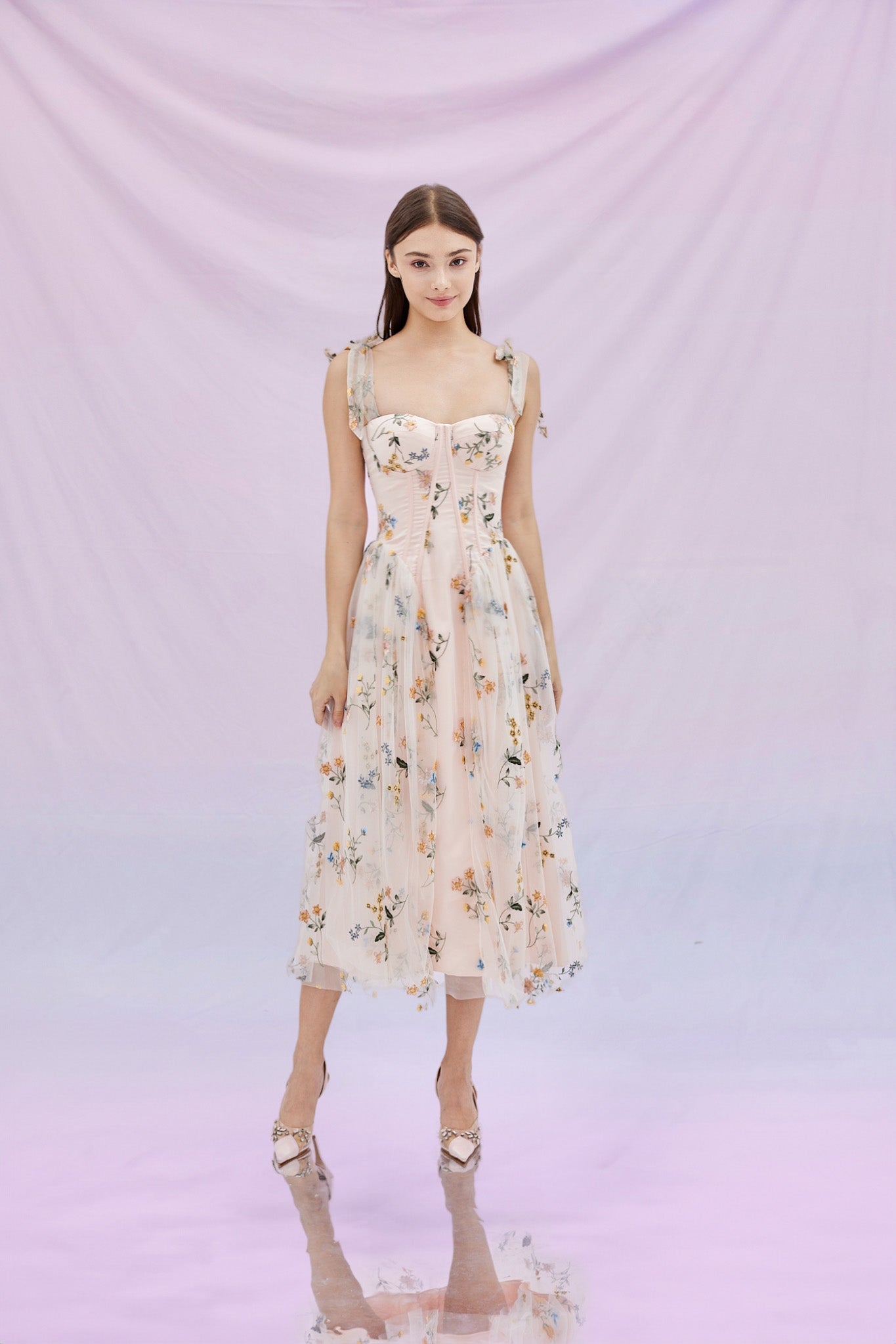Grainne Pastel Pink Flower Dress