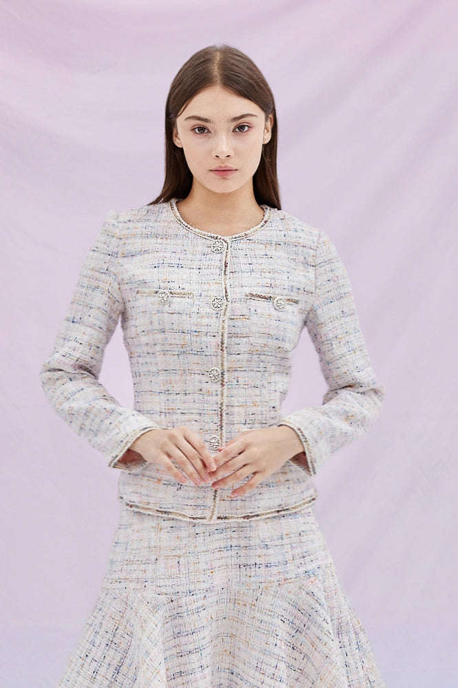 Gilberte Blue Pink Tweed Jacket