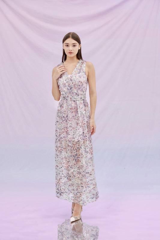 Genevia Multicolour Sequins Long Dress