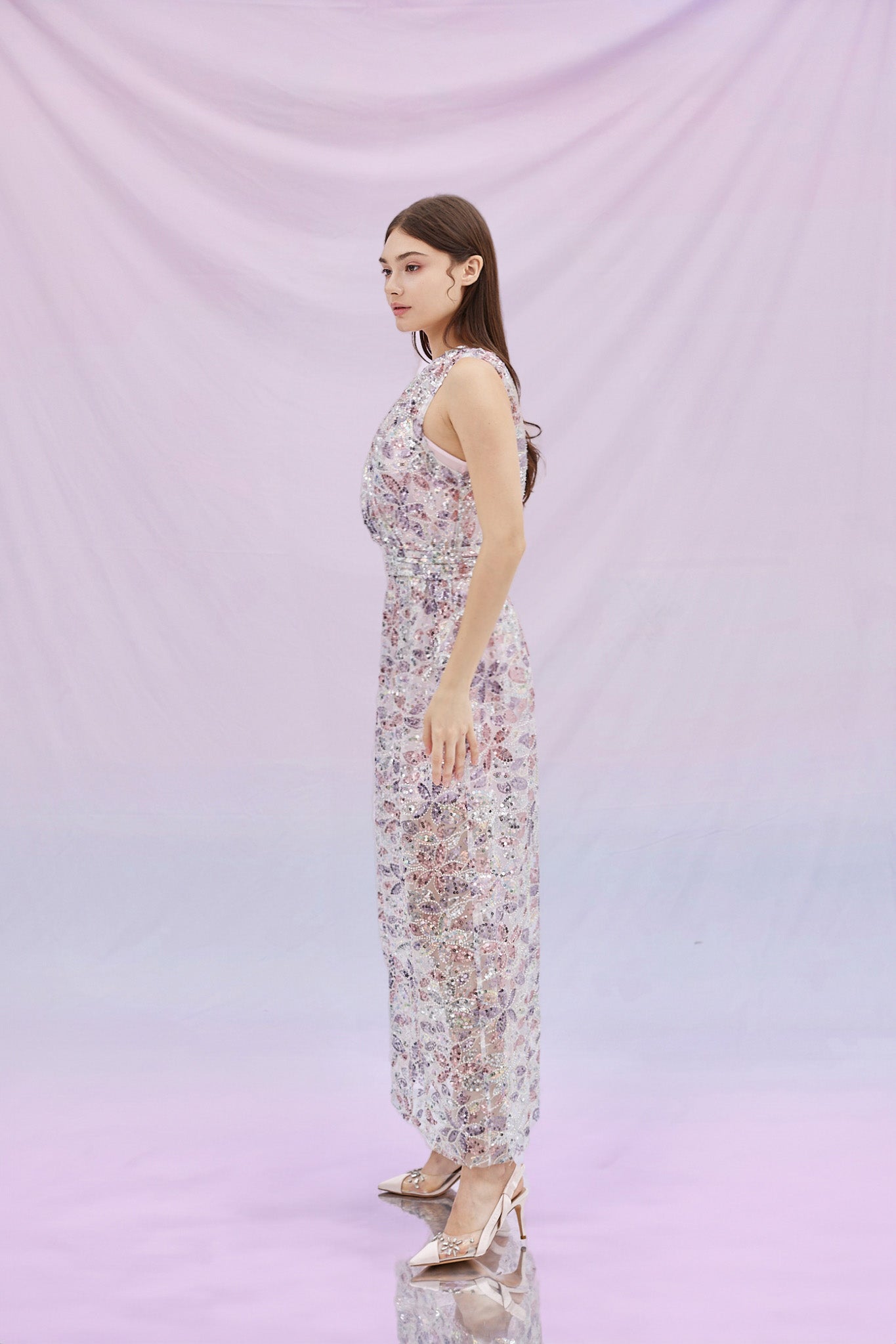 Genevia Multicolour Sequins Long Dress