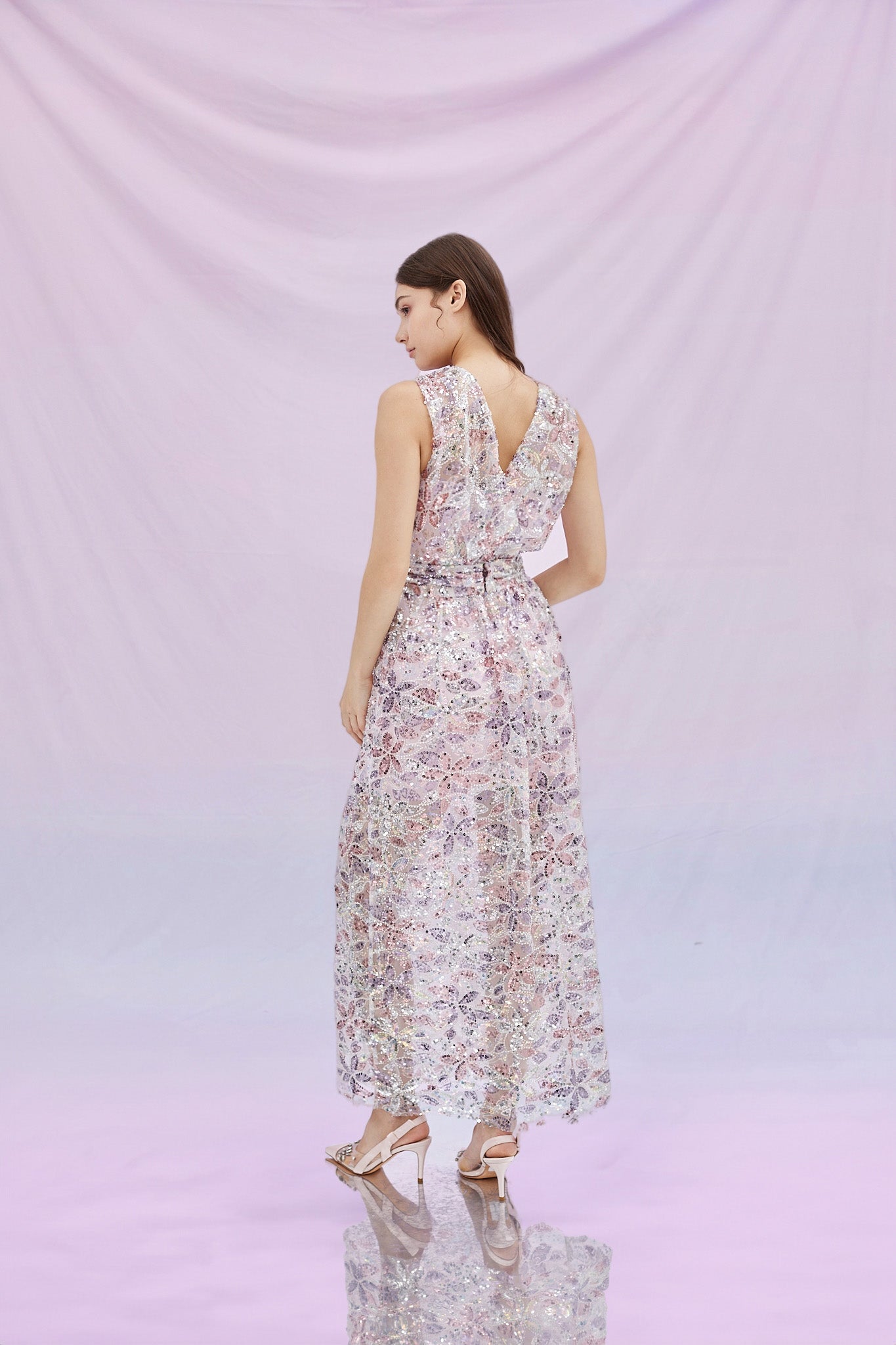 Genevia Multicolour Sequins Long Dress