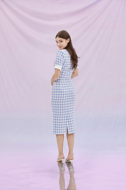 Gazella Purple Checkered Tweed Top