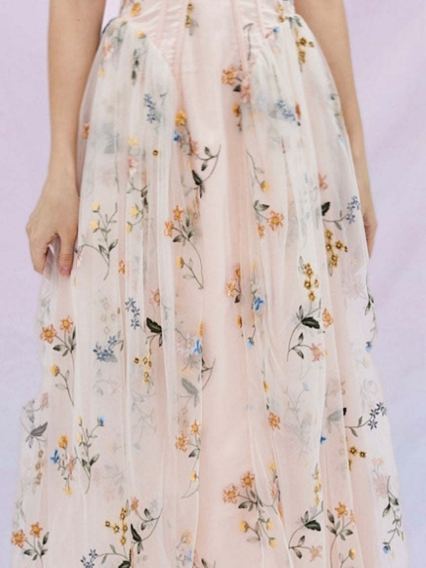 Grainne Pastel Pink Flower Dress