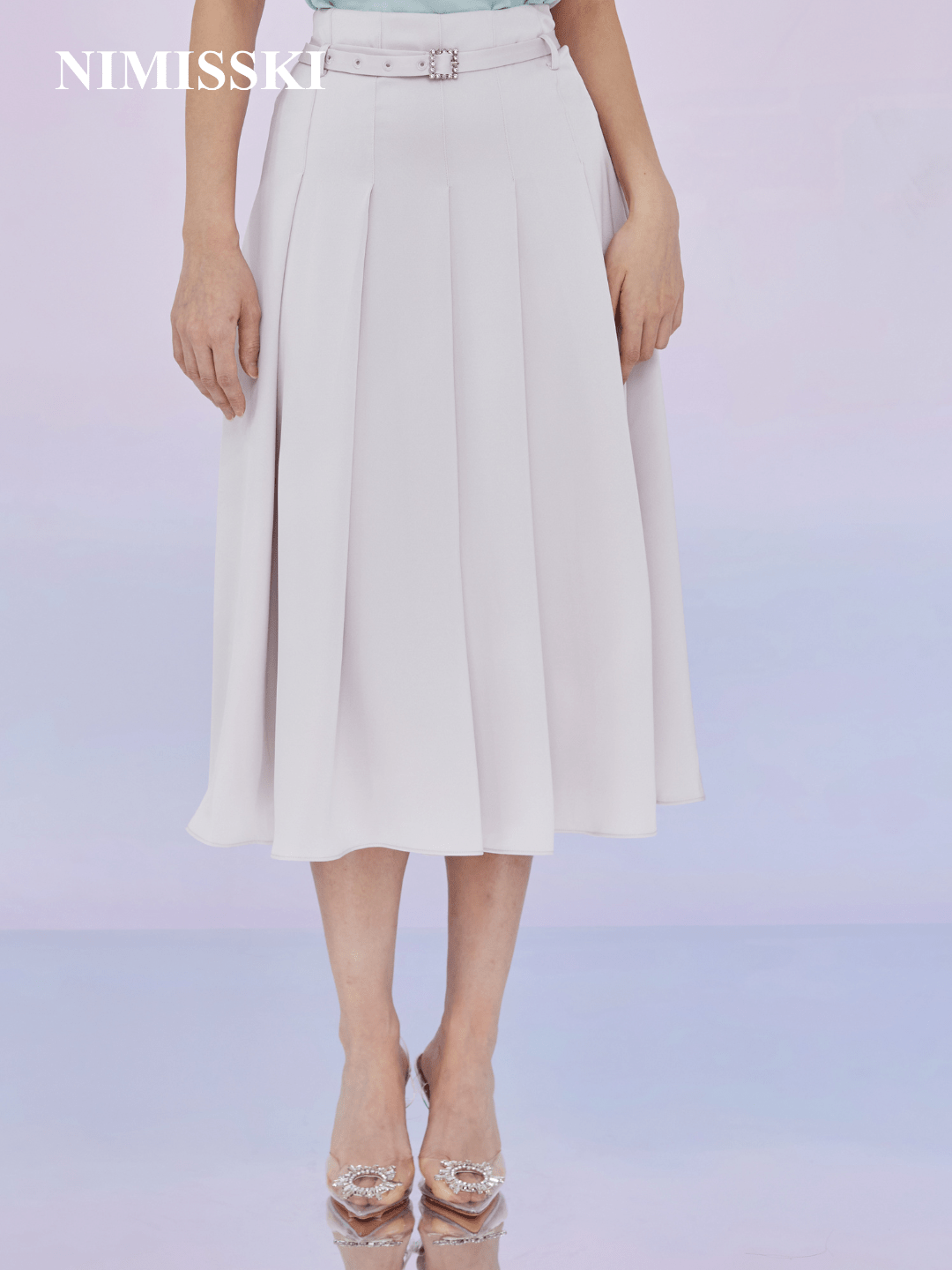 Gracilyn Lilac Pleated A - Line Skirt - Nimisski