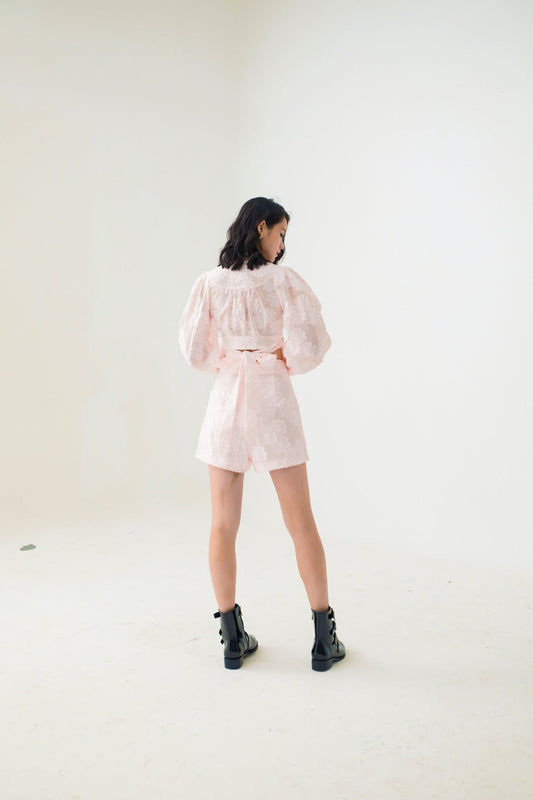 Evalyn Jacquard Shorts Pink - Nimisski